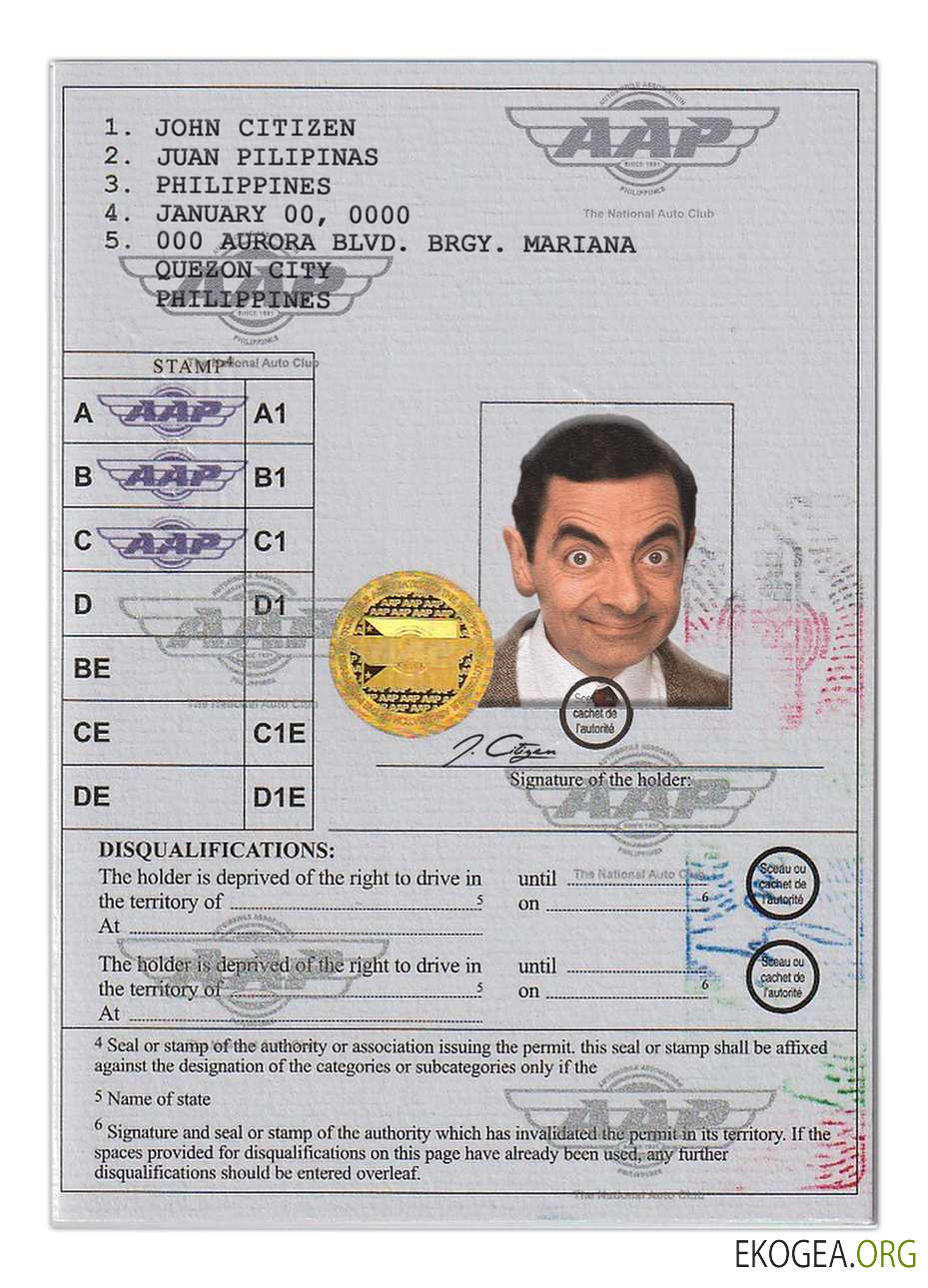 Philippines International driving permit(Vienna Convention format)